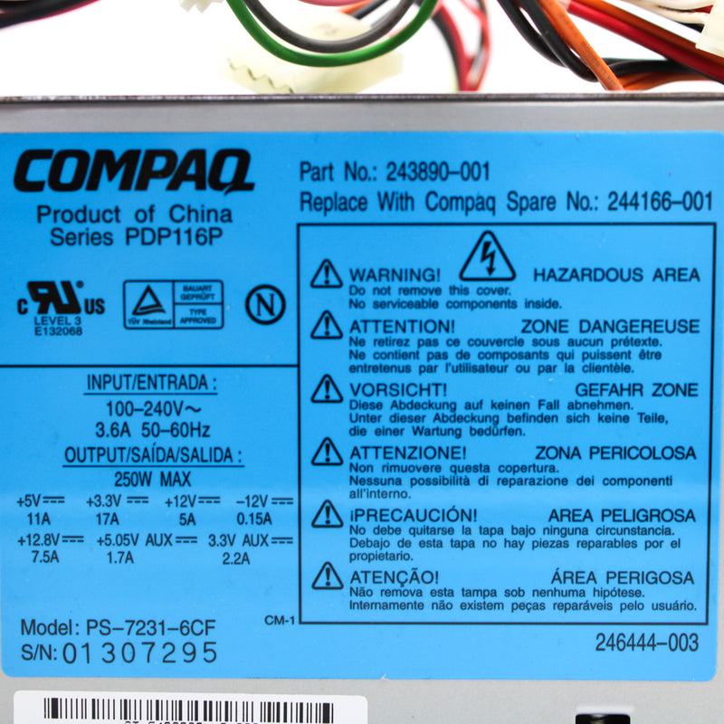 Compaq PS-7231-6CF 250W Power Supply 244166-001 243890-001