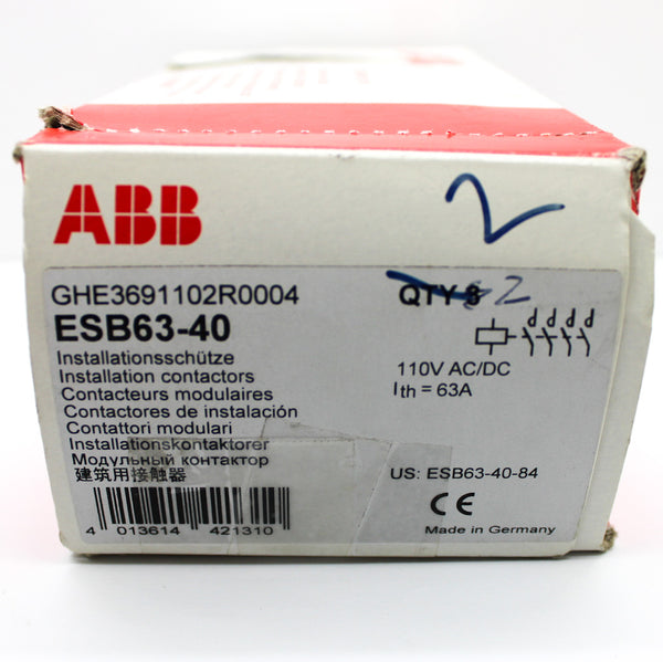 ABB 110V 4 NO 4-Pole Installation Contactor ESB63-40-84