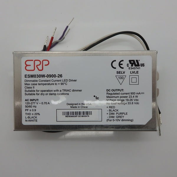 ERP Power 23.4W 900mA Dimmable Constant Current LED Driver ESM030W-0900-26