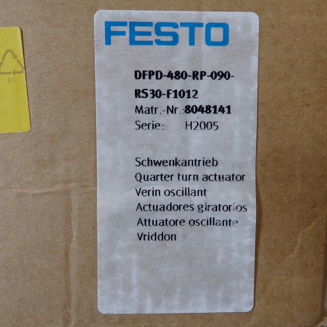Festo 90 Deg F1012 Flange Semi-Rotary Drive DFPD-480-RP-90-RS30-F1012 8048141