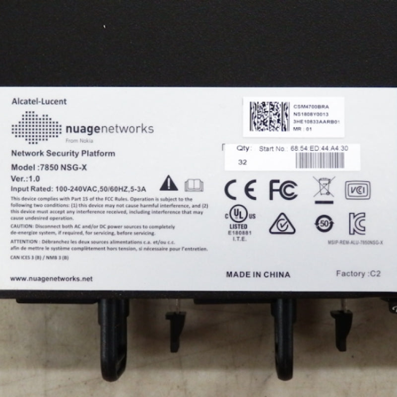 Nuage 7850 NSG-X 2SFP+ 4F 4T AC 3HE10833AA Networks Services