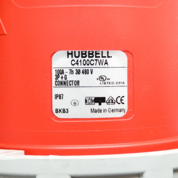 Hubbell Heavy Duty IEC Pin and Sleeve Connector C4100C7WA