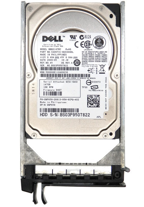 Dell 0NP659 Fujitsu 147GB 10K RPM SAS 3Gb/s 2.5 inch Hard Drive with T –  Primelec