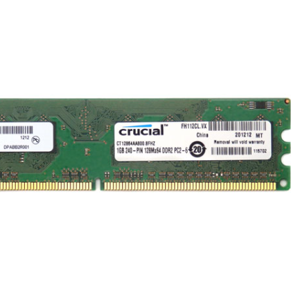 Crucial 1GB 240-Pin PC2-6400 DDR2 800 Desktop Memory Module  CT12864AA800.8FHZ