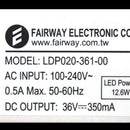 Fairway Electronic DC 36V 350mA 12.6W LED Power Driver LDP020-361-00