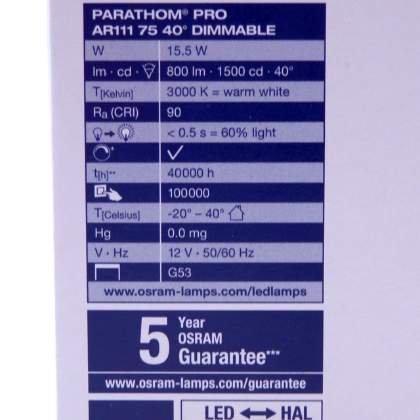Osram Parathom Pro 15.5W (75W) 3000K Warm White Dimmable G53 LED Reflector Bulb