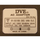 DVE 15 Volt 1 Amp Power Supply PN: DV-151A