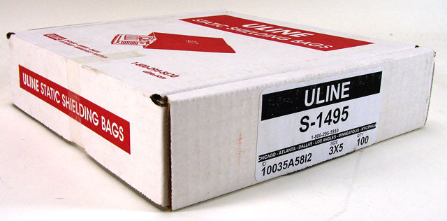 Pack of 100 ULine S-1495 3.1 mil 3 Inch x 5 Inch Anti-Static Bags