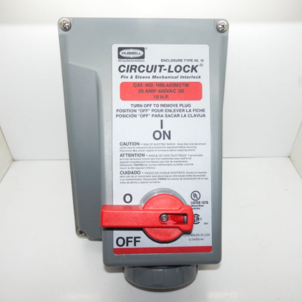Hubbell HBL420MI7W 20A 480VAC Circuit-Lock Pin & Sleeve Mechanical Interlock