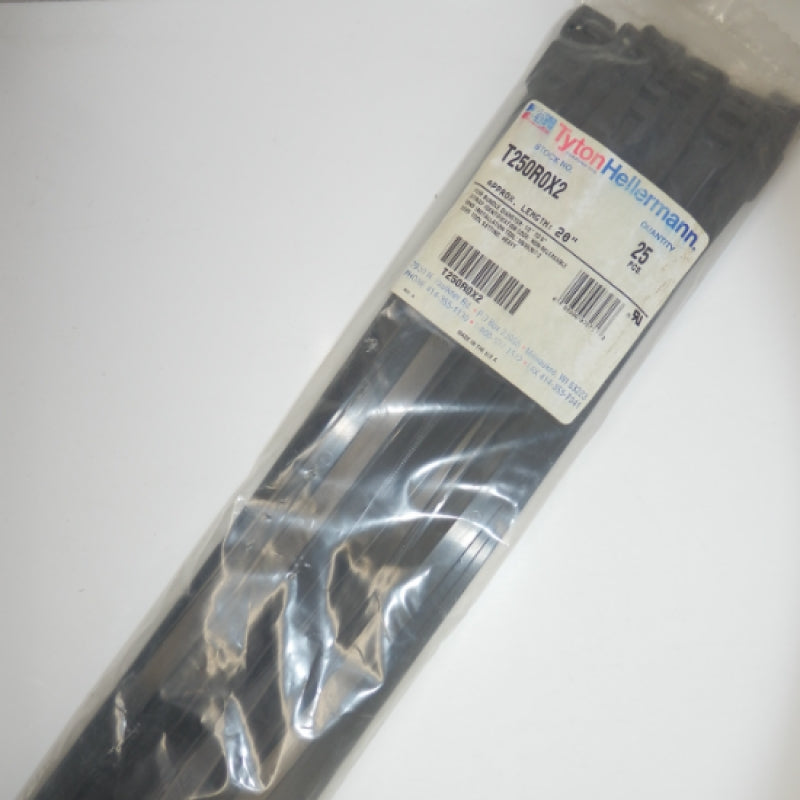 25 Pack of Tyton Hellermann 20 Inch Heavy Duty Cable Tie T250R0X2