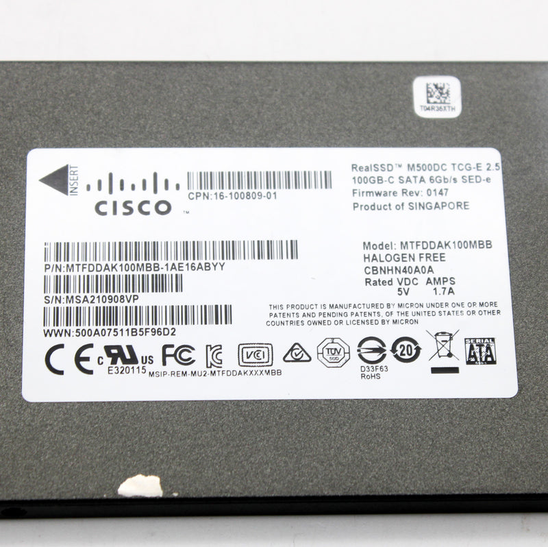 Cisco MTFDDAK100MBB M500DC TCG-E 2.5" 100GB-C SATA 6Gb/s SED-e Solid State Drive