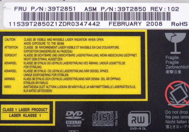 Lenovo 39T2851 ThinkPad T40 T61 Z60 X60 39T2850 DVD Multi Drive DVD±RW