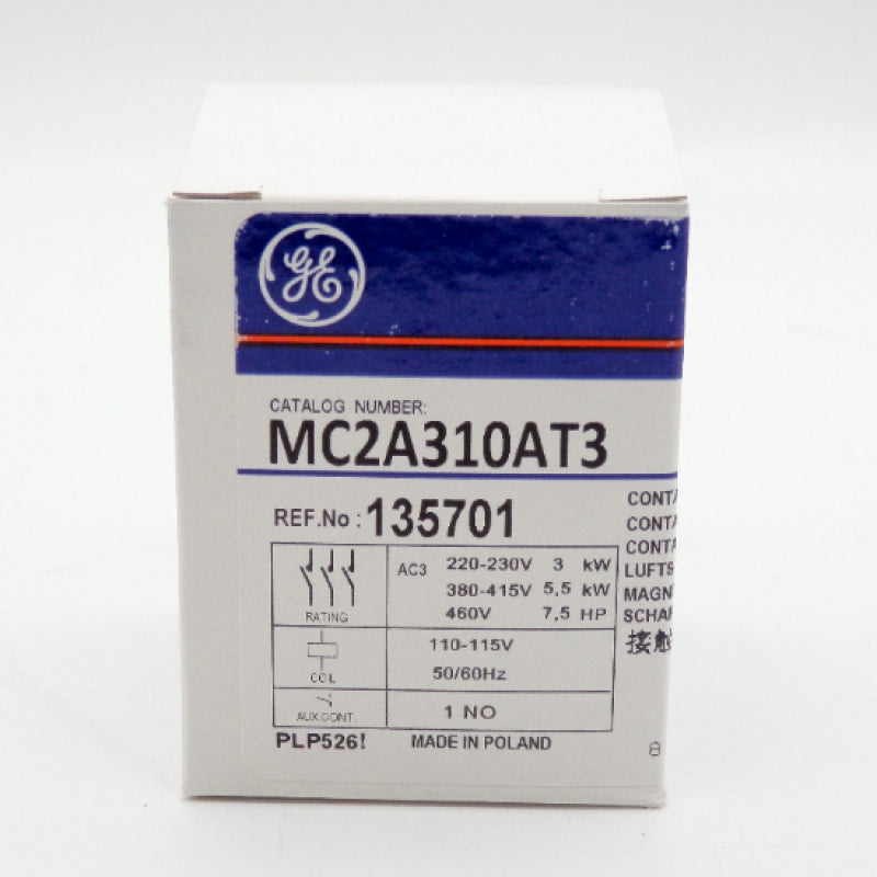 GE M Series 3-Pole 12A 110V IEC Contactor MC2A310AT3