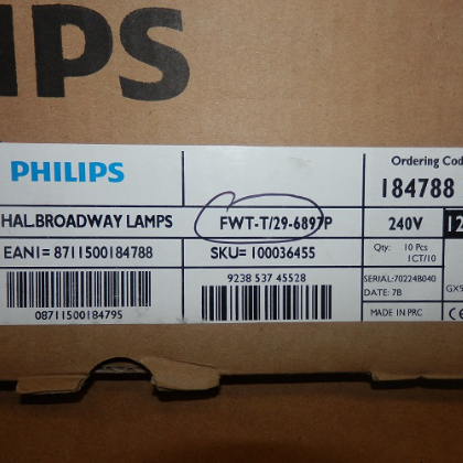 Phillips 1200W 240V Halogen High Voltage SE Bulb (Theater) GX9.5 6897P