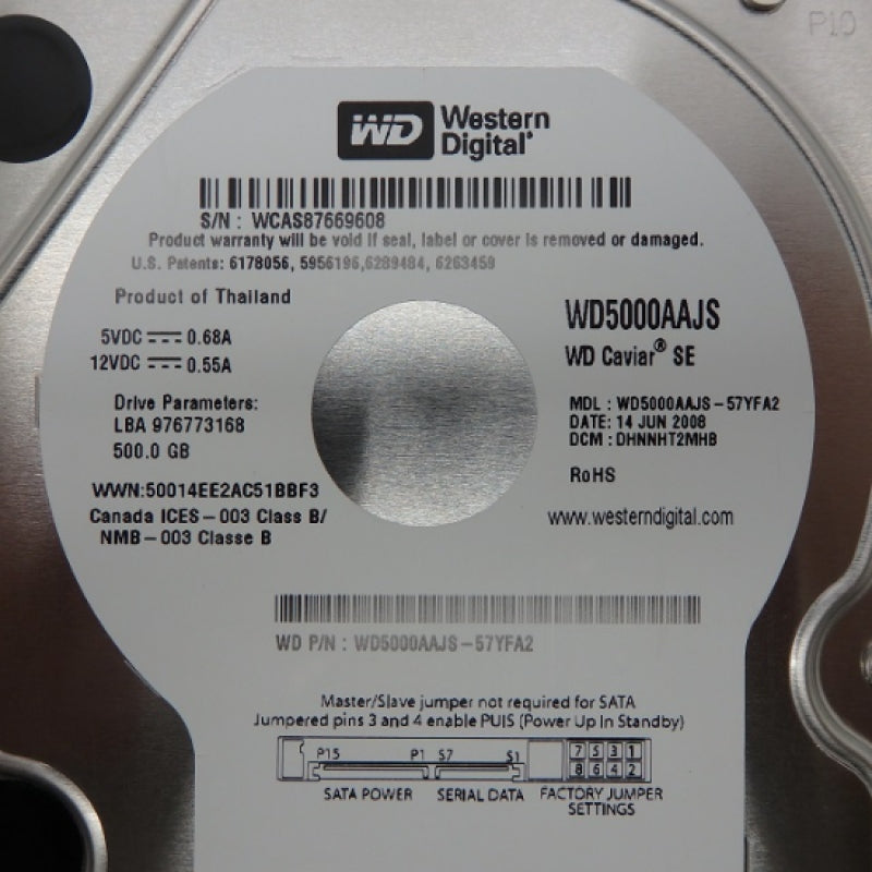 Western Digital 500GB 7.2K RPM Caviar SE SATA 3.5" Hard Drive WD5000AAJS-57YFA2