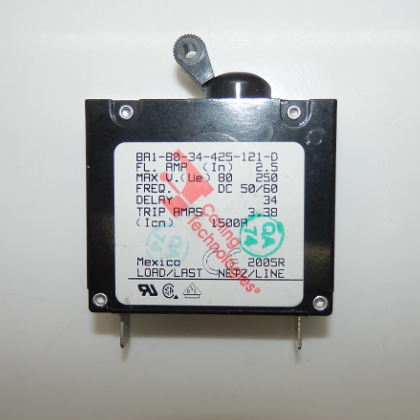 Carling Technologies 2.5A 250V B Series Circuit Breaker BA1-B0-34-425-121-D
