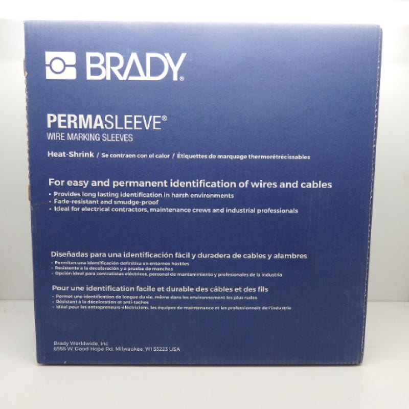 Roll of 500 Brady 2HX-1000-2-WT-2 PermaSleeve Wire Marking Sleeves 1.236"x0.984"