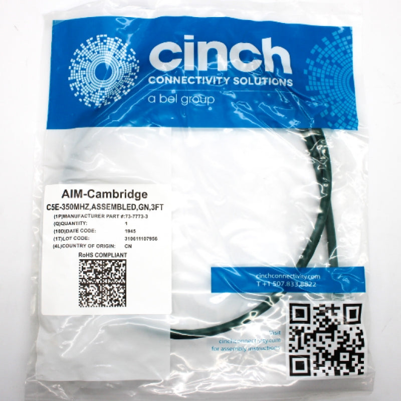 10 Pack of AIM-Cambridge Cinch 3ft 24AWG RJ45 Patch Cords 73-7773-3