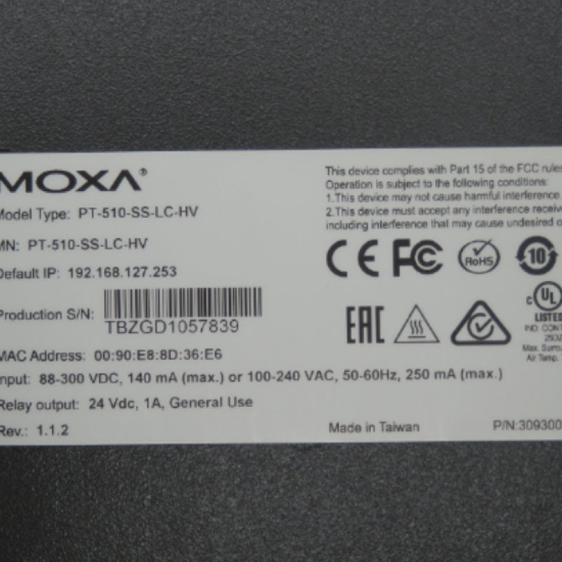 Moxa 10 Port Ethernet Switch PT-510-SS-LC-HV