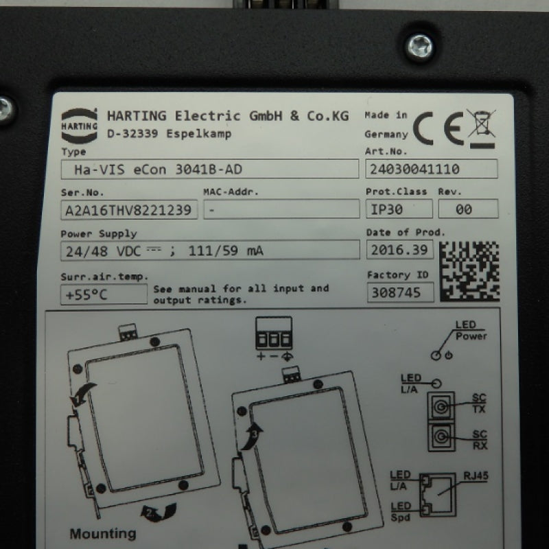 Harting Ha-VIS eCon 3041B-AD 5-Pot Unmanaged Switch 24030041110