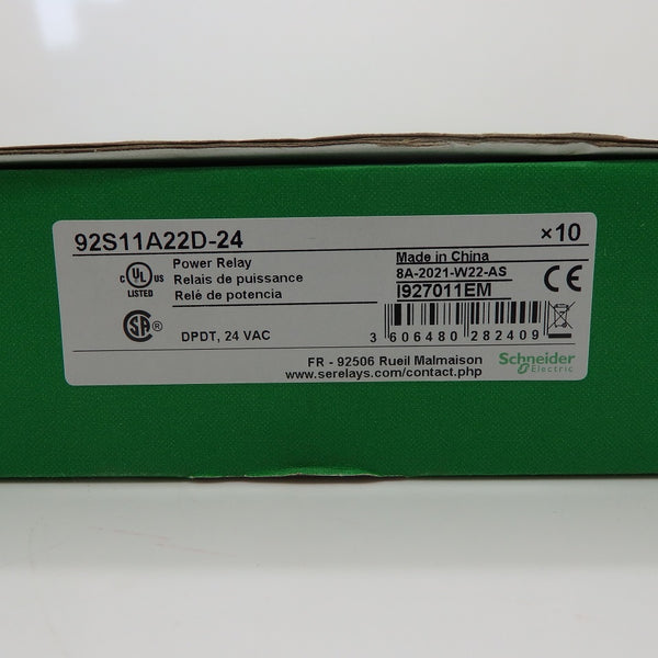 Schneider Electric 24VAC DPDT 8-Pin Power Relay 92S11A22D-24