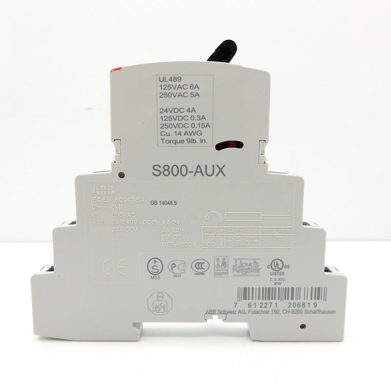 ABB 2CCS800900R0011 2NO/2NC 6A 250VDC 400VAC Auxiliary Contact S800-AUX