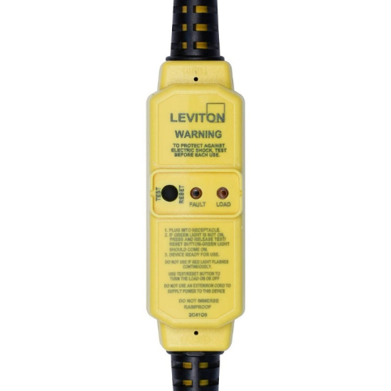Leviton 25 Foot 120V 15A Self-Test Portable GFCI Cord Set Manual Reset GSCM1-25C