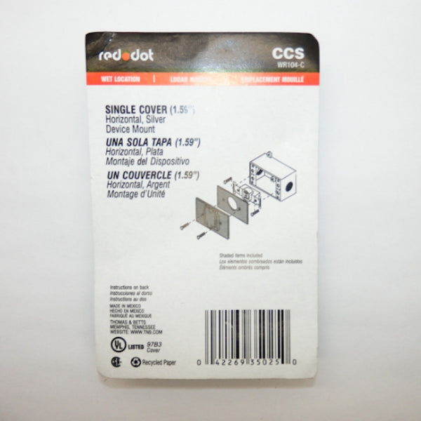 RedDot CCS Waterproof Single Lid Outlet Box Cover WR104-C
