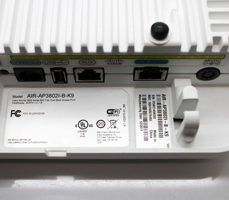 Cisco Aironet 3802 Series 2.4GHz/5GHz Wireless Access Point AIR-AP3802 ...