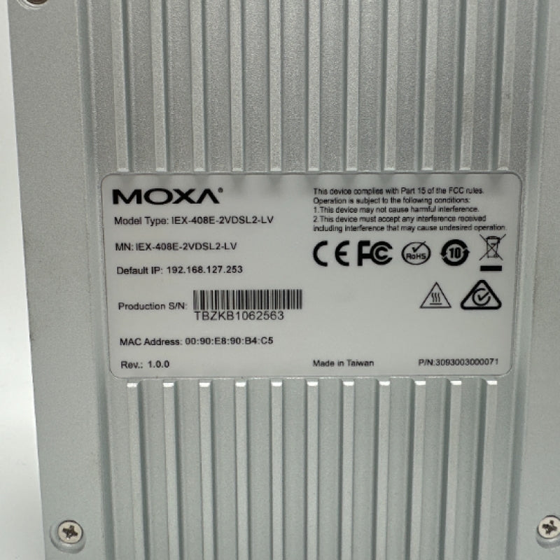 Moxa 8-Port Ethernet Switch Extender IEX-408E-2VDSL2-LV