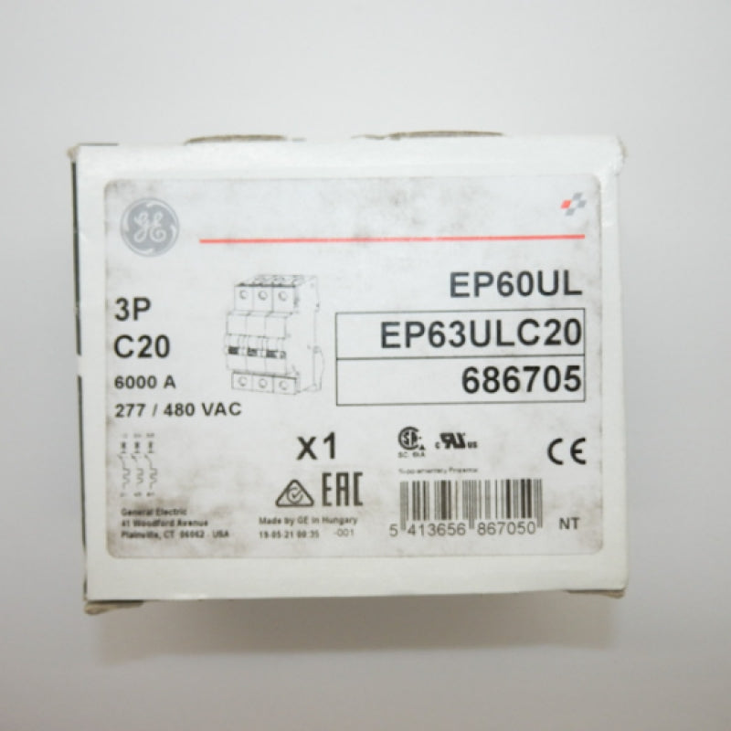 GE 20A 3P Miniature Circuit Breaker EP63ULC20