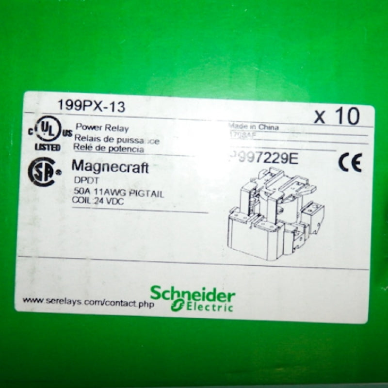 Schneider Electric 50A W199 Series Panel Mount Non-Latching Power Relay 199PX-13