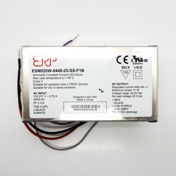 ERP Power 440mA 11W Dimmable Constant Current LED Driver ESM020W-0440-25-SS-F1B