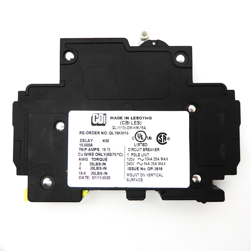 CBI QL-1(13)-DM-KM-15A 1P 120VAC 15A 10kA Circuit Breaker