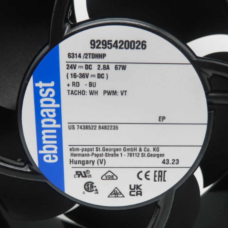 EBM-Papst 6314/2TDHHP 24V 172mm x 172mm x 51mm DC Fan