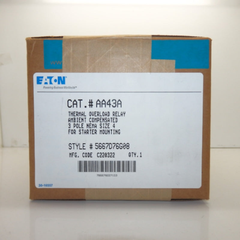 Eaton 3-Pole Type B Thermal Overload Relay AA43A