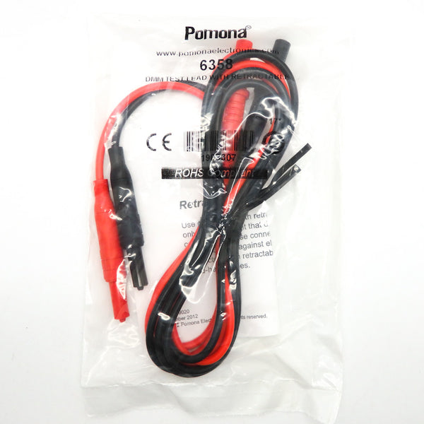 Pomona 6358 Straight DMM Plug to Retractable Plug Test Lead 48" Length
