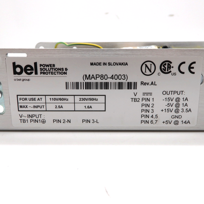Bel Power Solutions 80W 4-Output Open Frame AC-DC Power Supply MAP80-4003