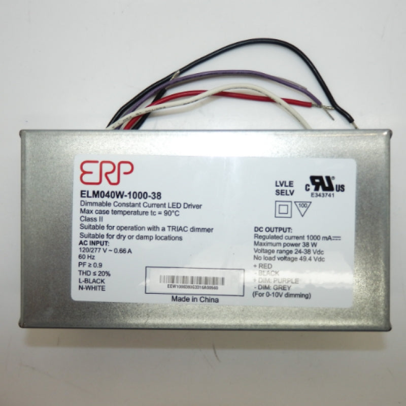 ERP Power Rectangular Metal Case LED Power Supply ELM040W-1000-38