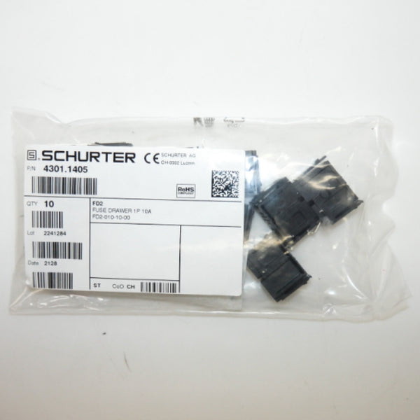 Pack of 10 Schurter 1P 10A Fuse Drawer for Fuse Links 4301.1405