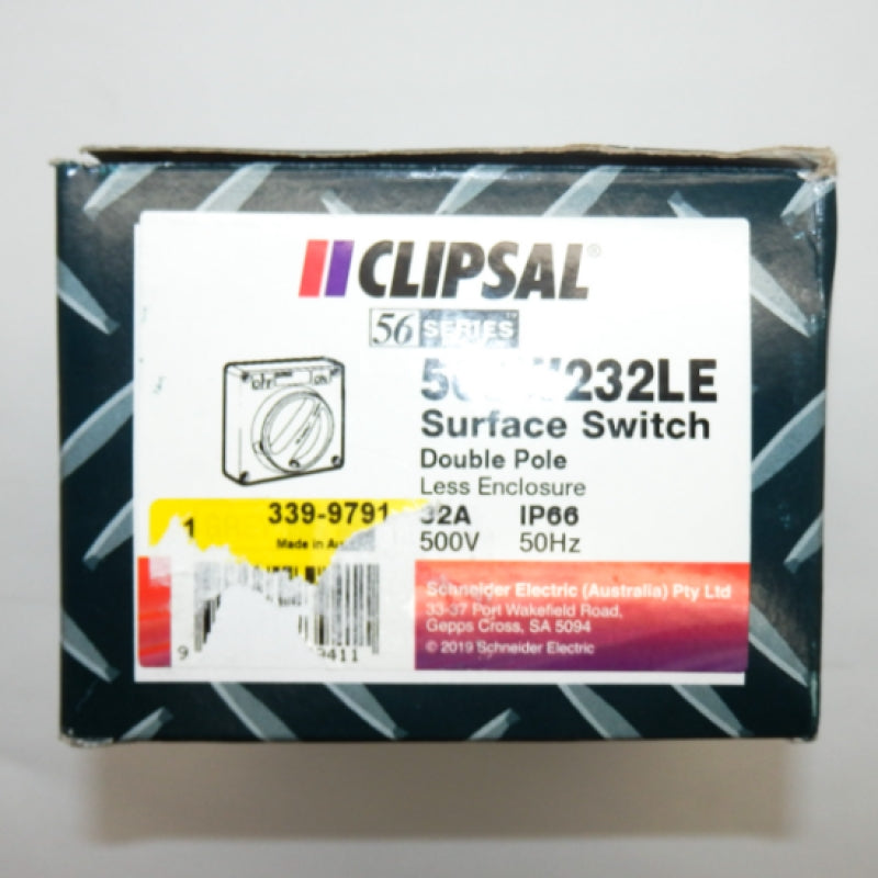 Clipsal 32A IP66 2-Pole Rotary Switch Module 56SW232LE