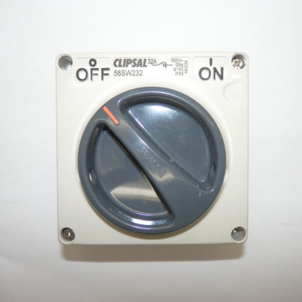 Clipsal 32A IP66 2-Pole Rotary Switch Module 56SW232LE