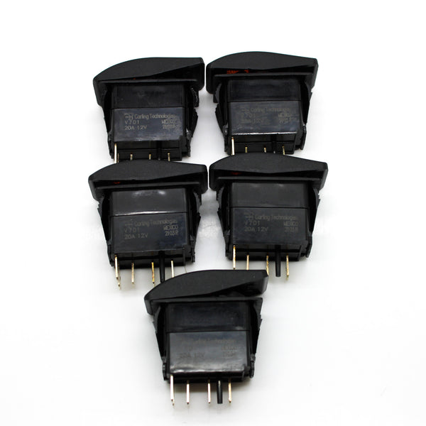 5 Pack Carling Technologies 20A 12VDC Snap-In Rocker Switches V7D1A60B-AEC00-000