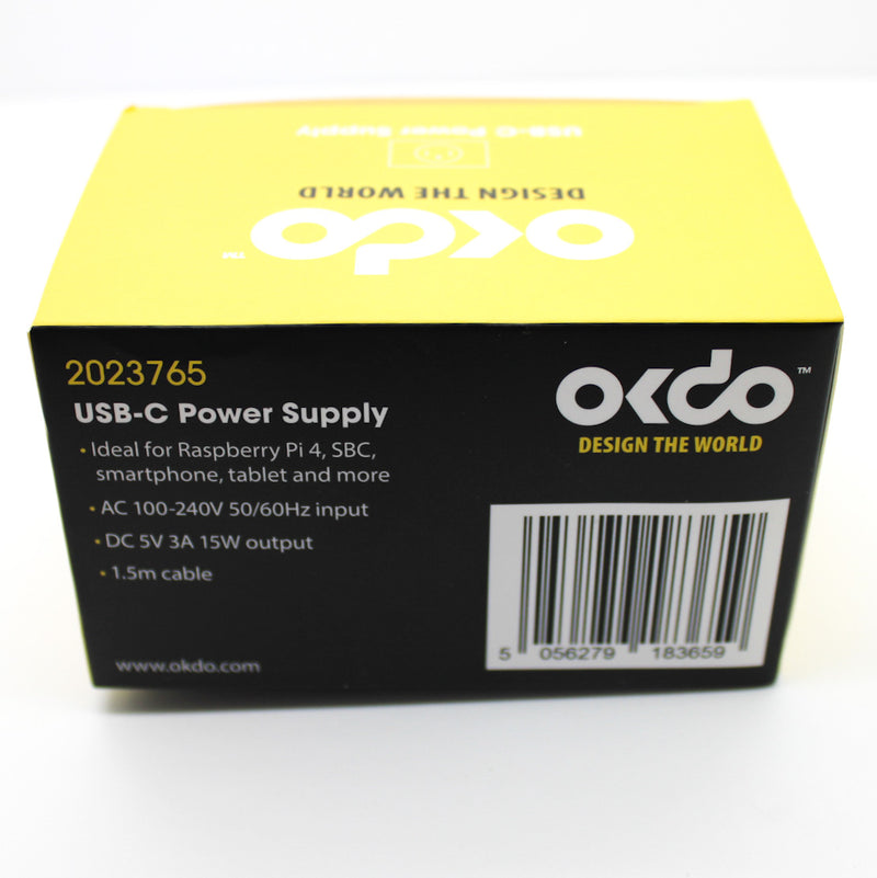 OKdo Raspberry Pi 1.5m USB-C Power Supply w/ US Plug FJOS2003010 2023765