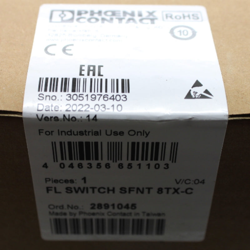 Phoenix Contact 2891045 8-Port Unmanaged Ethernet Switch FL SWITCH SFNT 8TX-C