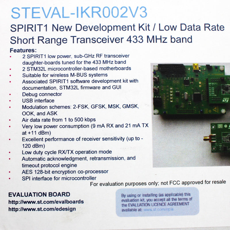 STMicroelectronics SPIRIT1 Low Data Rate Transceiver 433 MHz Development Kit
