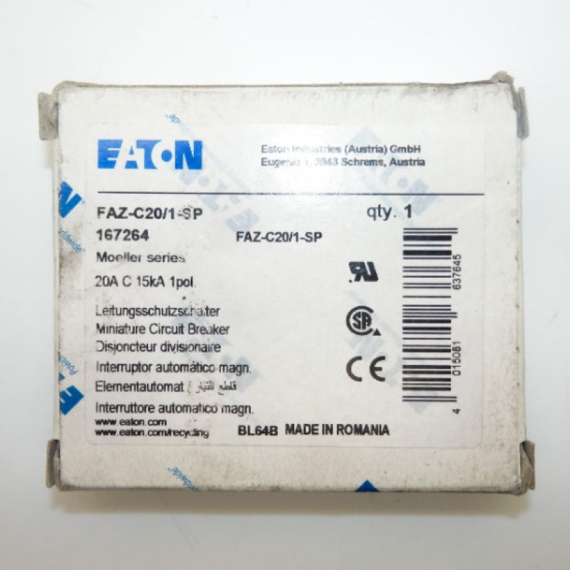 Eaton FAZ Series 1P Miniature Circuit Breaker FAZ-C20/1-SP