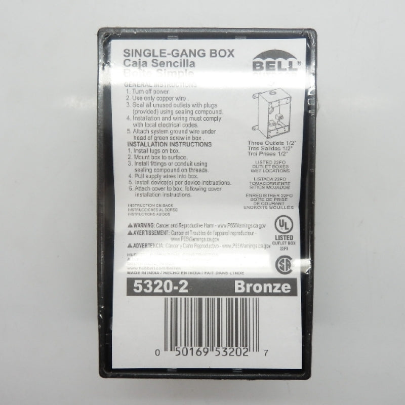 Bell Bronze Waterproof Single-Gang Box 5320-2 – Primelec