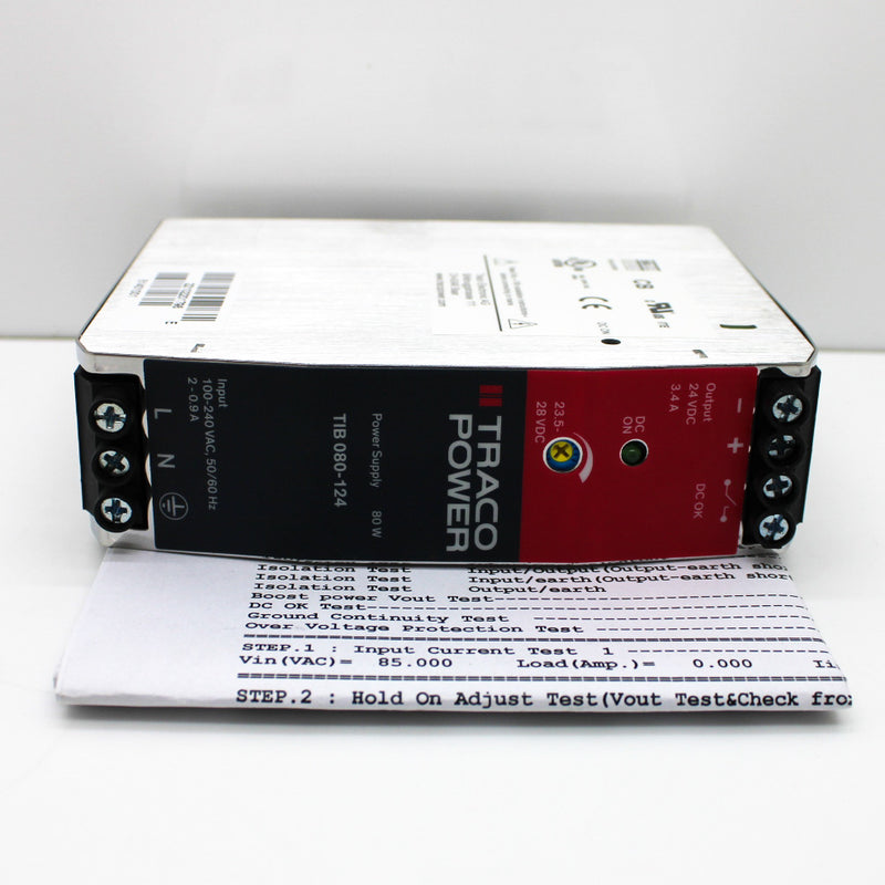 Traco Power 80W 24V 3.4A Enclosed AC-DC Switching Power Supply TIB 080 ...