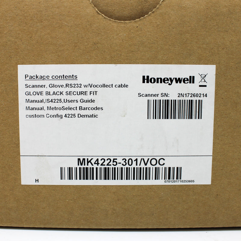 Honeywell MK4225-301/VOC IS4225 ScanGlove Wearable Barcode Scanner Kit